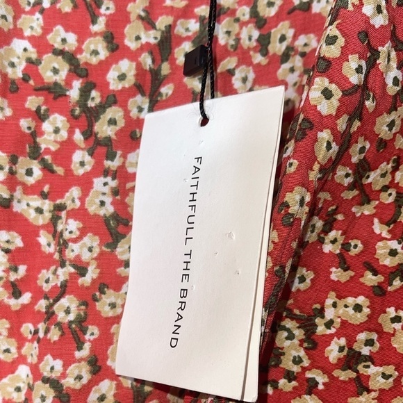 NWT FAITHFULL THE BRAND Floral Carmel Mini Wrap Dress Blossom Village Size 2/XS - Picture 9 of 9